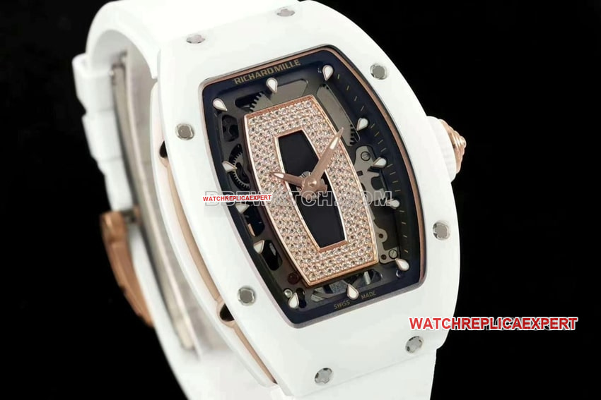 KV FactoryRichard Mille ladies top-tier 1:1high-quality replica white ceramicRM 07-01front live photo
