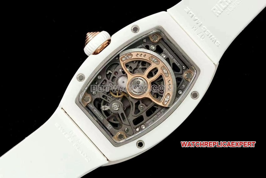 KV FactoryRichard Mille ladies top-tier 1:1high-quality replica white ceramicRM 07-01caseback live photo