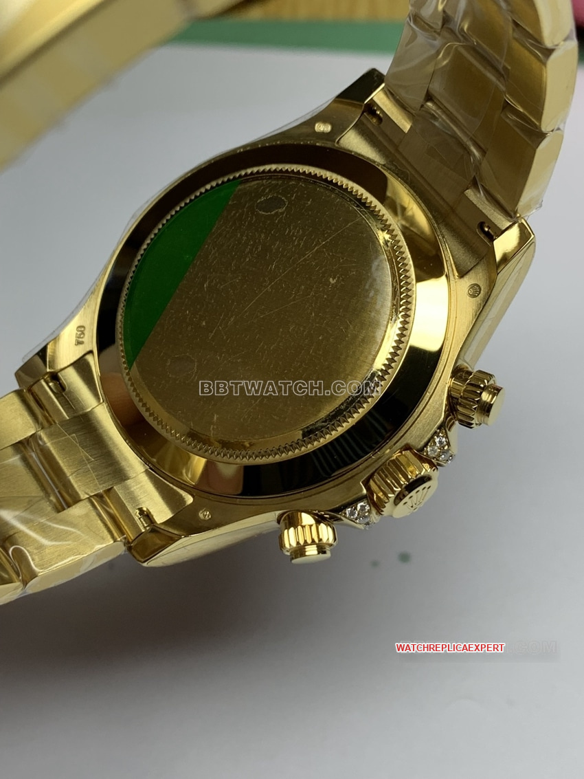 RolexDaytonaréplique haut de gammelunette diamantor jaunebracelet acier photo du fond de boîte en direct