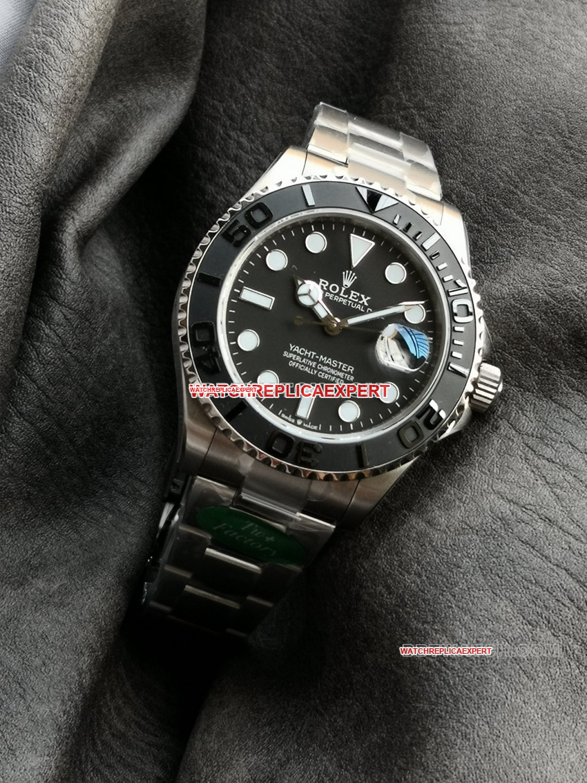 TW+ factory Rolex Yacht-Master 1:1super cloneblack dial42mmsteel bracelet front live photo