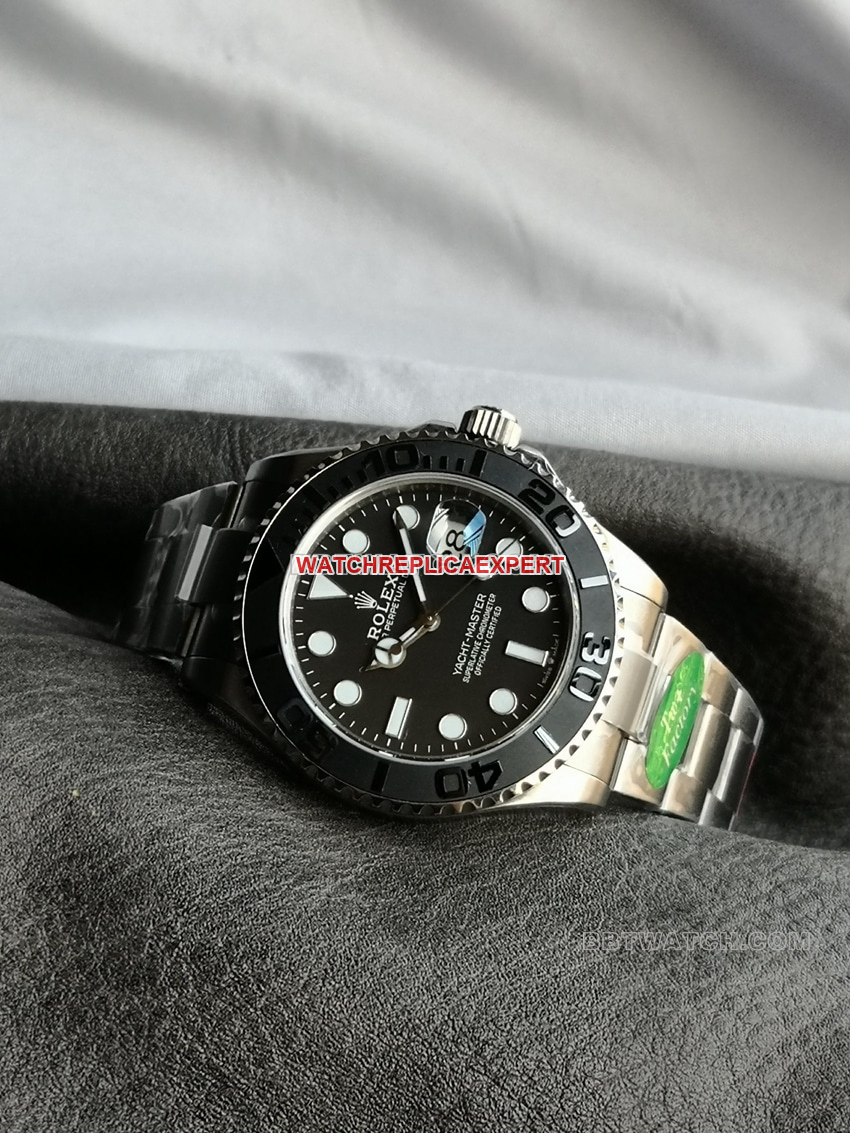 TW+ factory Rolex Yacht-Master 1:1super cloneblack dial42mmsteel bracelet front live photo