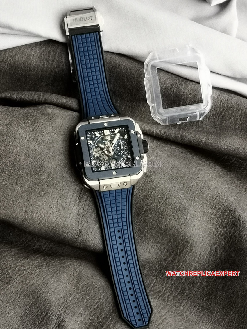 BBF factory Hublot table super clone hollow plate blue ceramic bezel821.NL.5170.RXfront live photo
