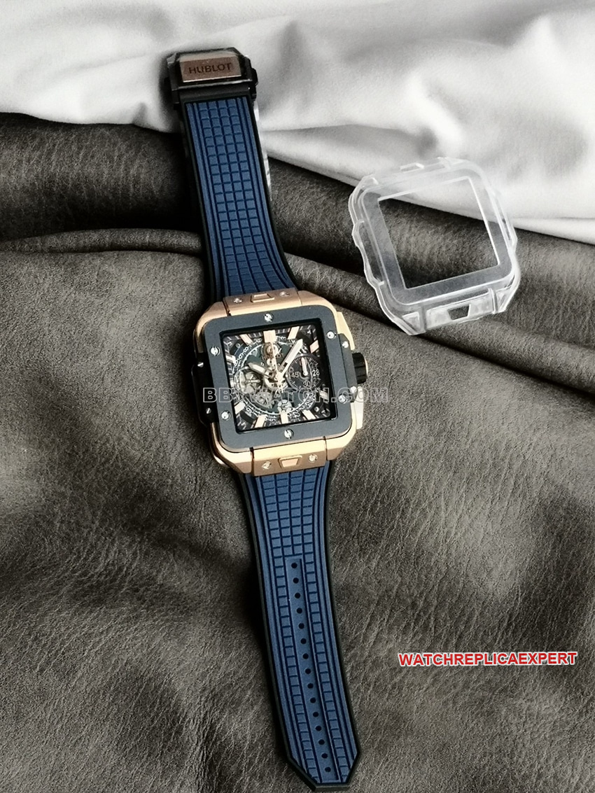 BBF factory Hublot watch top-tier 1:1high-quality replica blue ceramic bezel hollow plate Wangjin 821.OL.5180.RXfront live photo
