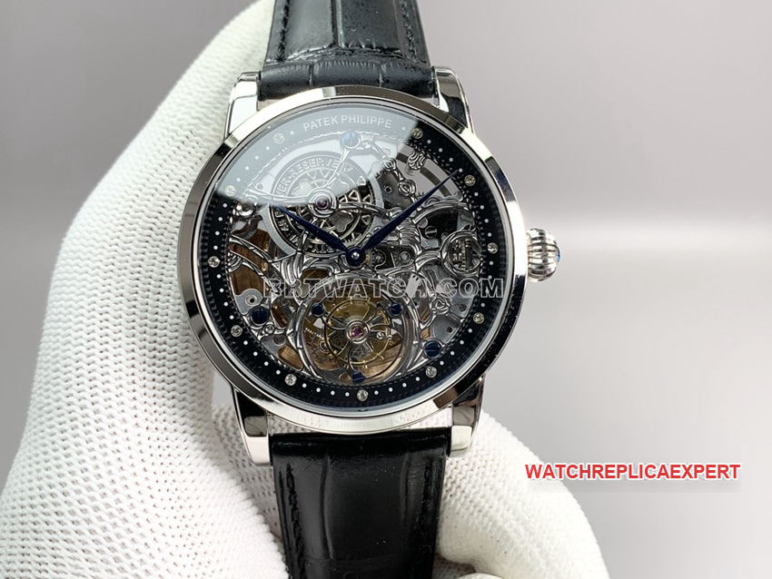 PPLPatek Philippetop-tier 1:1super clone hollow plate tourbillonleather strap front live photo