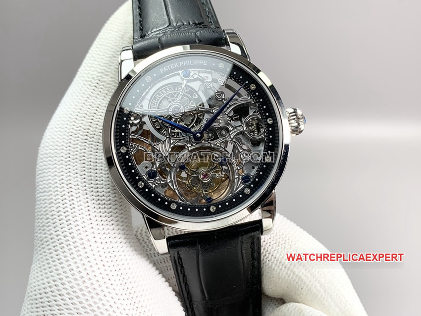 PPLPatek Philippetop-tier 1:1super clone hollow plate tourbillonleather strap front live photo