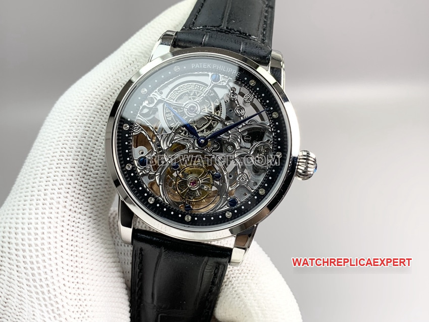 PPLPatek Philippetop-tier 1:1super clone hollow plate tourbillonleather strap front live photo