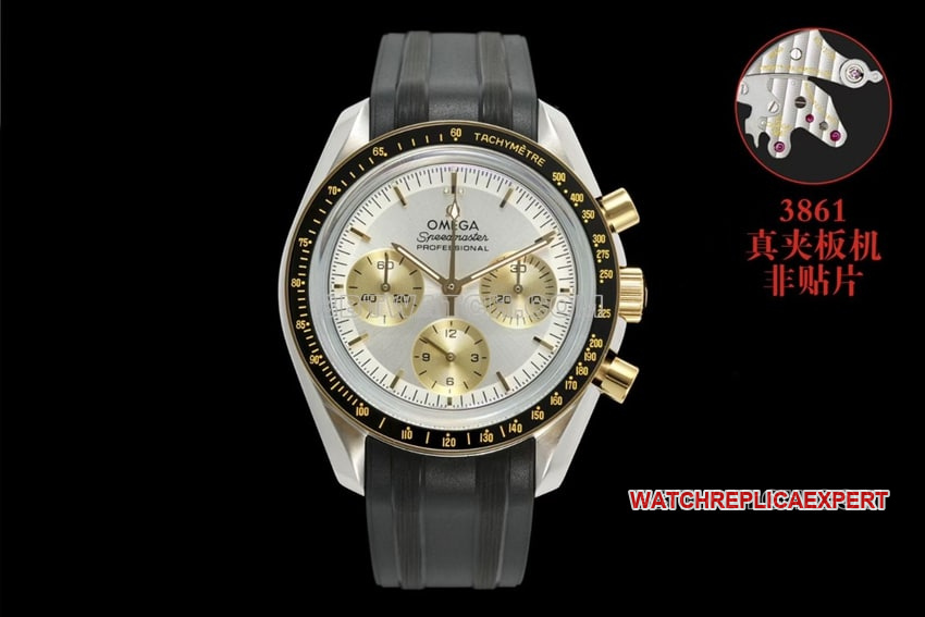 Omega Speedmaster top-tier 1:1super clonesilver dial rubber model 310.20.42.50.02.001front live photo