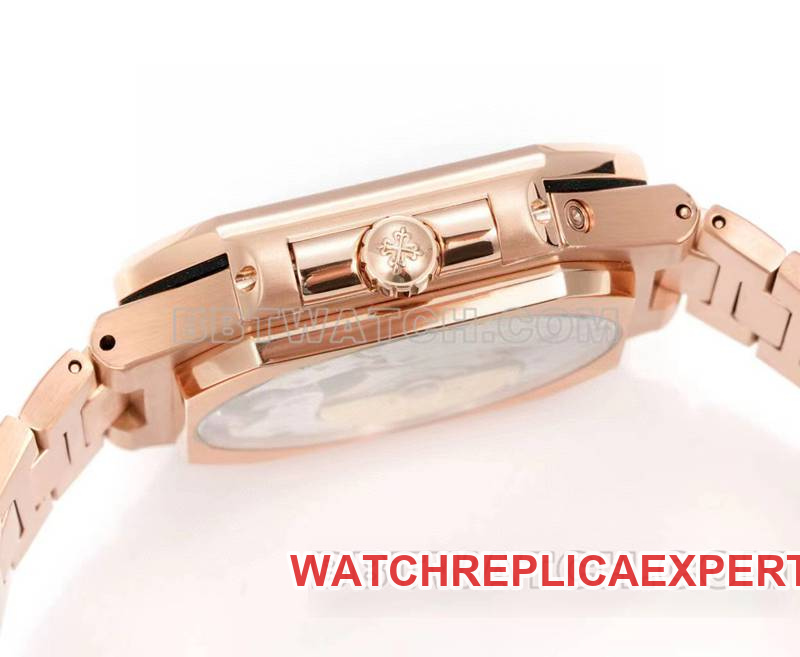 Patek Philippe super clone watch 3k factory 45mm brown green dial240psmovementrose goldsteel bracelet model 5822side live photo