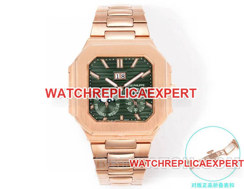 Patek Philippe super clone watch 3k factory 45mm brown green dial240psmovementrose goldsteel bracelet model 5822front live photo