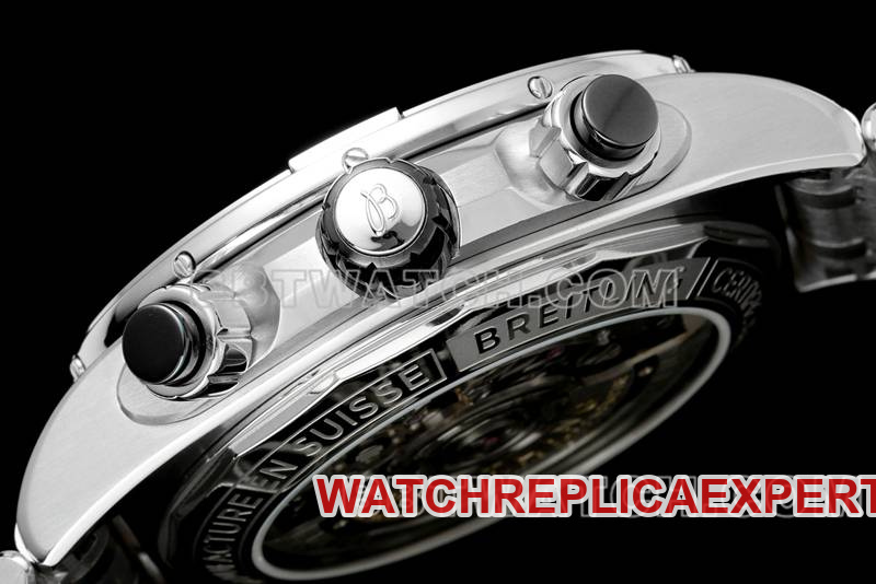 Breitling best replica watch TF factory mechanical chronograph black dial 44mm steel bracelet model side live photo