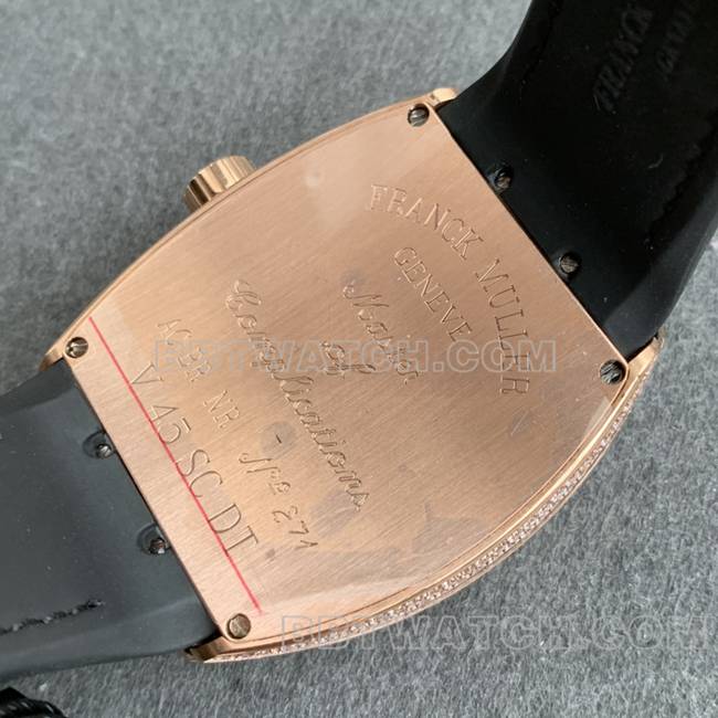 ABF factory Frank Muller best replica watch V45 diamond plate gold diamond case leather braceletcaseback live photo