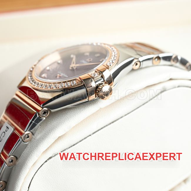Best Replica Watch Omega Constellation Purple Dial 28mm Quartz Side Real Photo