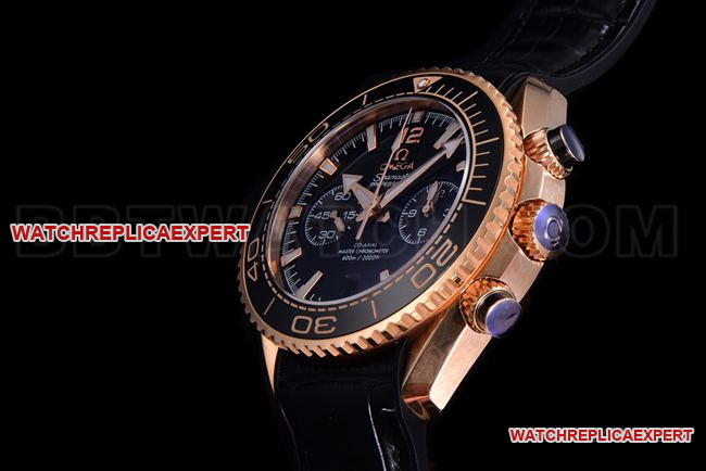 Super clone watch N1 factory SeamasterOmega 600m black dialrose gold leather braceletside live photo