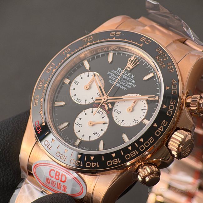 CBD Factory Daytona optimal replica watch Rolexrose gold Le Mans black dial4132front live photo