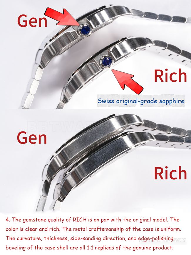 RF factory Cartier hollow Santos top-tier replica watch comparison Genuine difference