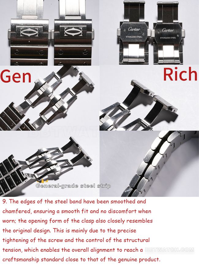 RF factory Cartier hollow Santos top-tier replica watch comparison Genuine difference