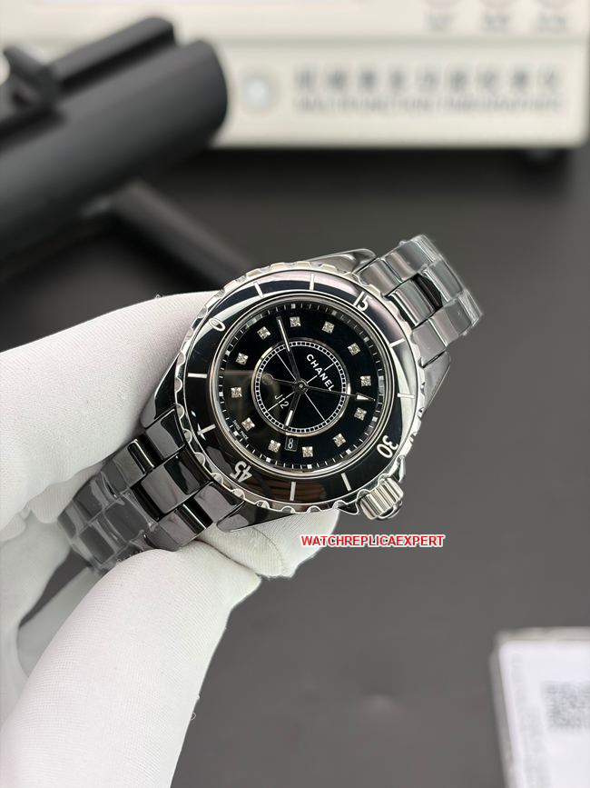 top-tier replica watch HT factory Chanel33mmblack dialfront live photo