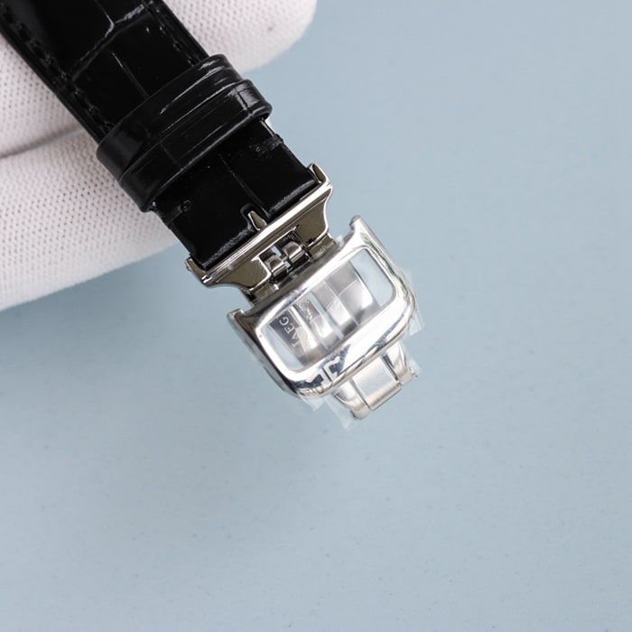 top-tier replica watch Jaeger-LeCoultre men's white dial master series fully automatic movementleather strap watch clasp picture
