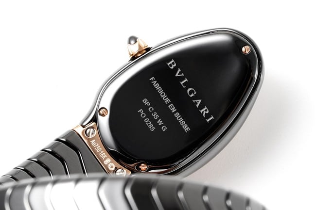 BV factory top-tier replica watch Bvlgari women's black dialceramicbraceletquartz watch back cover picture