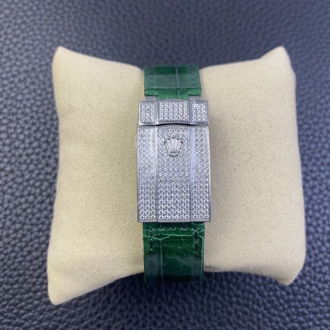 top-tier replica watch Rolex log series men's green dial green strap fully automatic movementleather strap watch clasp picture