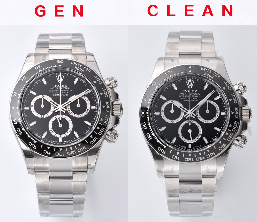 Factory C black Daytona genuine and fake comparison evaluation Rolextop-tier replica watch 126500 appearance comparison chart
