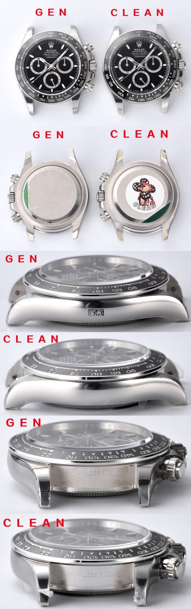 C factory black Daytona genuine and fake comparison evaluation Rolextop-tier replica watch 126500case comparison chart