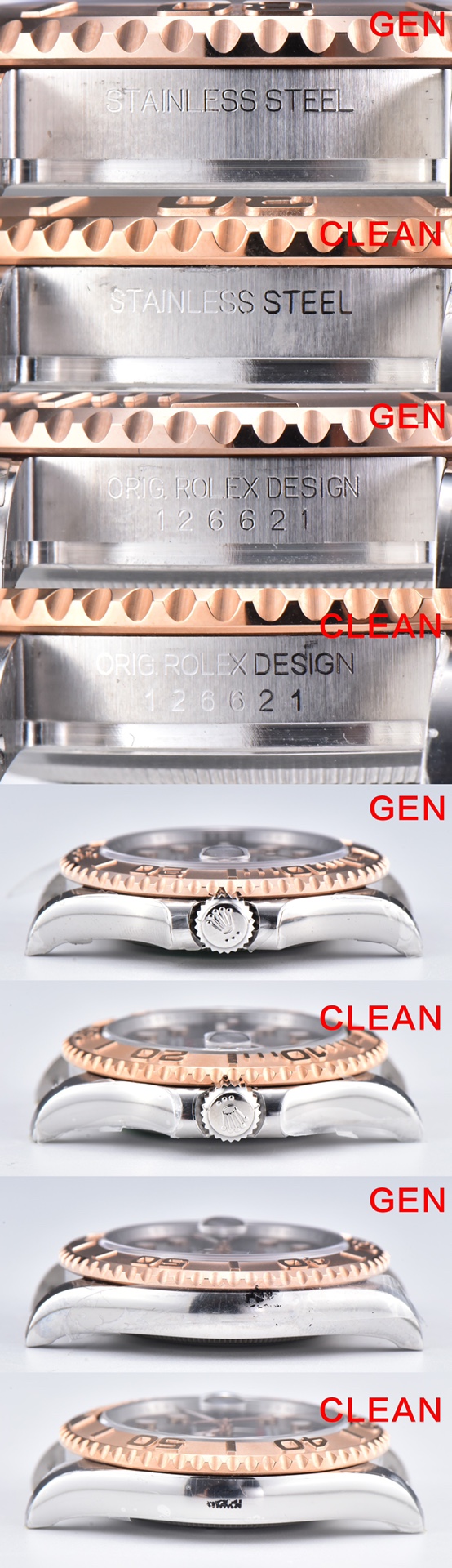 C Factory Yacht-Master Model Chocolate Color Authentic and Fake Comparison Evaluation Rolextop-tier Replica Watch Case Comparison Chart