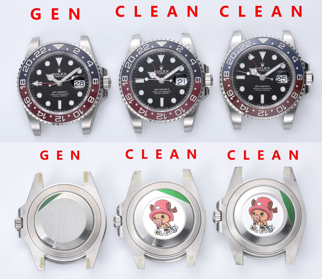 Factory C GMT-MasterPepsi bezel genuine and fake comparison evaluation Rolextop-tier replica watch appearance comparison chart