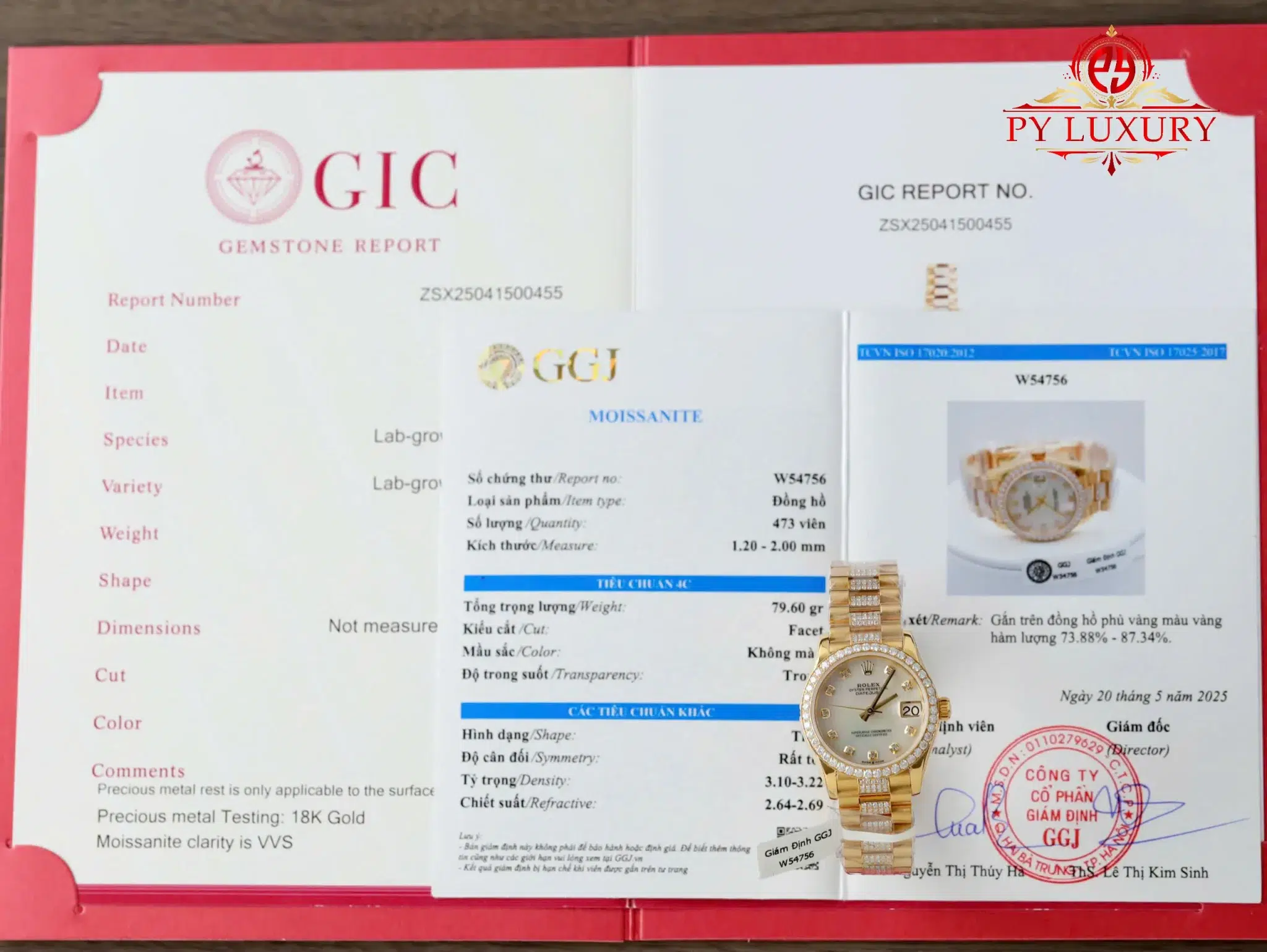 Rolex Datejust Lady 18K Yellow Gold Plated Custom Natural MOP Dial Moissanite Bezel Moissanite Bracelet 31mm