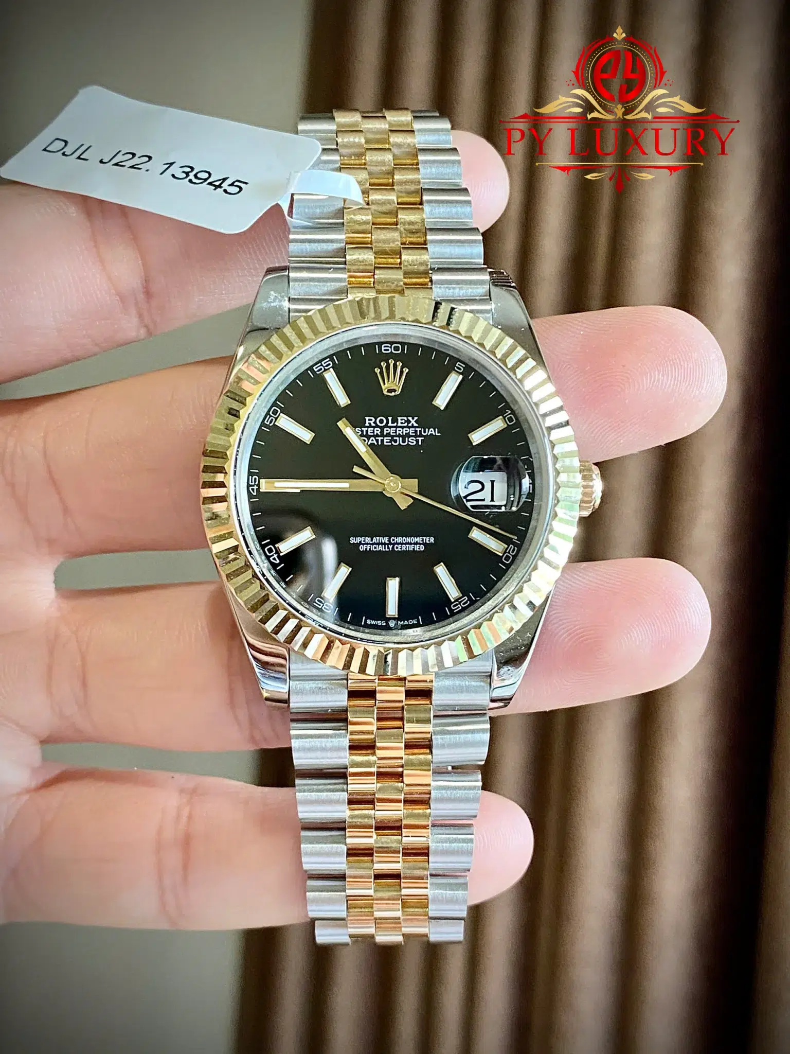 Rolex Datejust 126333 Black Dial 10K Yellow Gold Wrapped Jubilee Bracelet 1:1 Replica 41mm