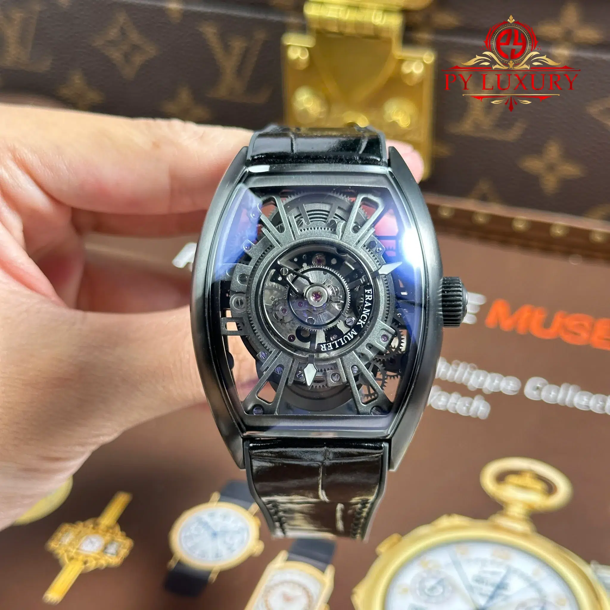 Franck Muller Curvex CX Grand Central Tourbillon Esqueleto All Black Best Replica 36mm x 53.1mm