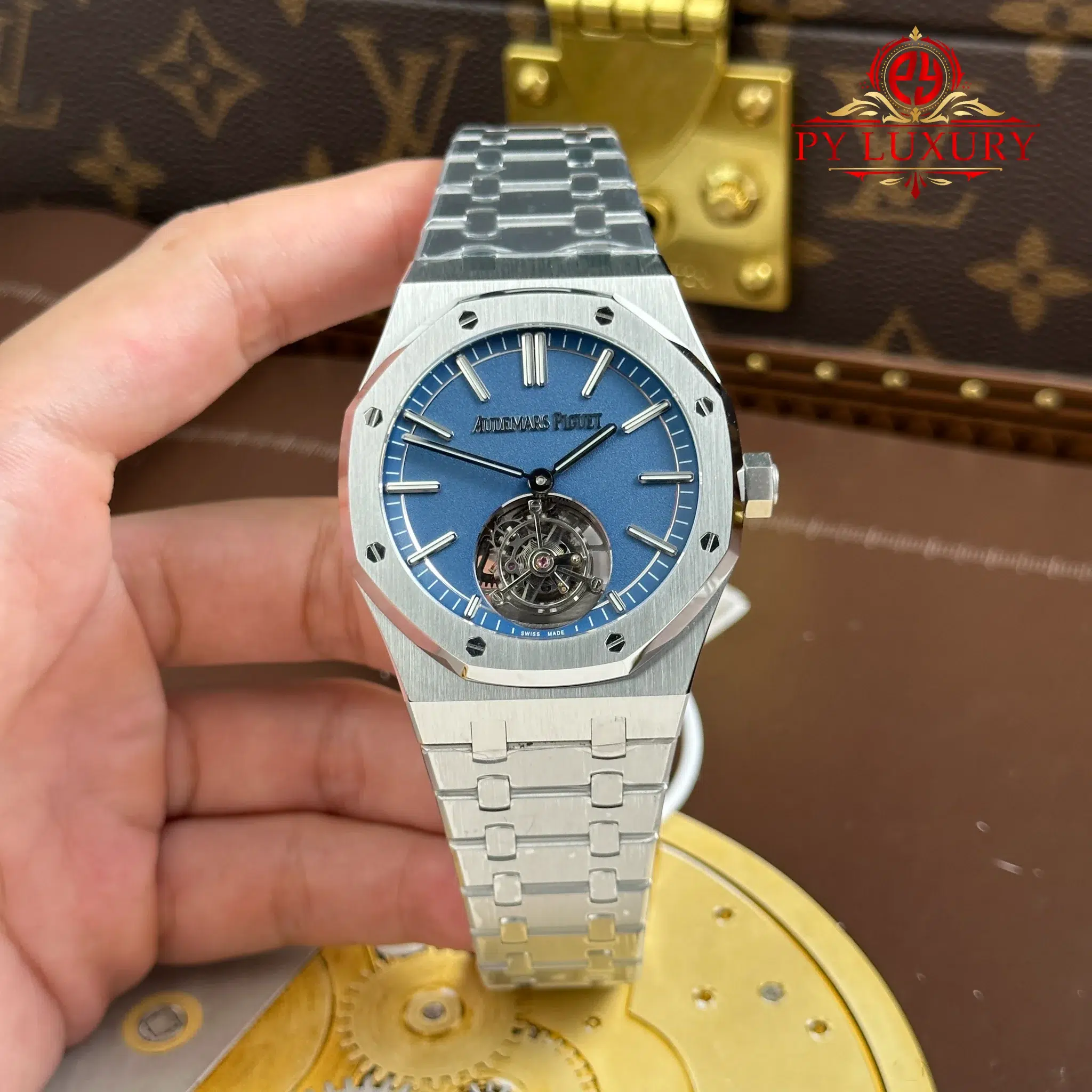 Audemars Piguet Royal Oak Selfwinding Flying Tourbillon 26730TI 50th Anniversary Blue Dial Best Replica BBS 41mm