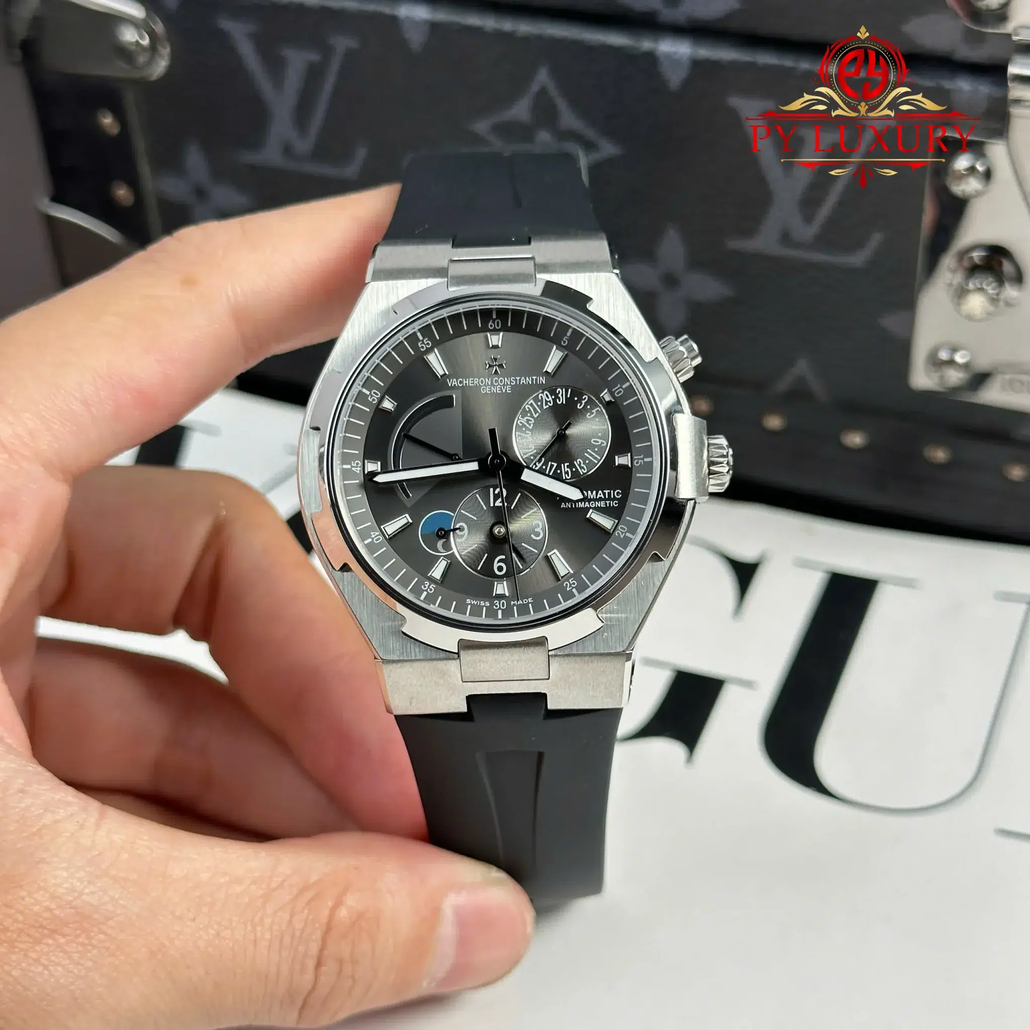 Vacheron Constantin Overseas Dual Time 47450/000W-9511 Grey Dial Rubber Strap Best Edition 42mm