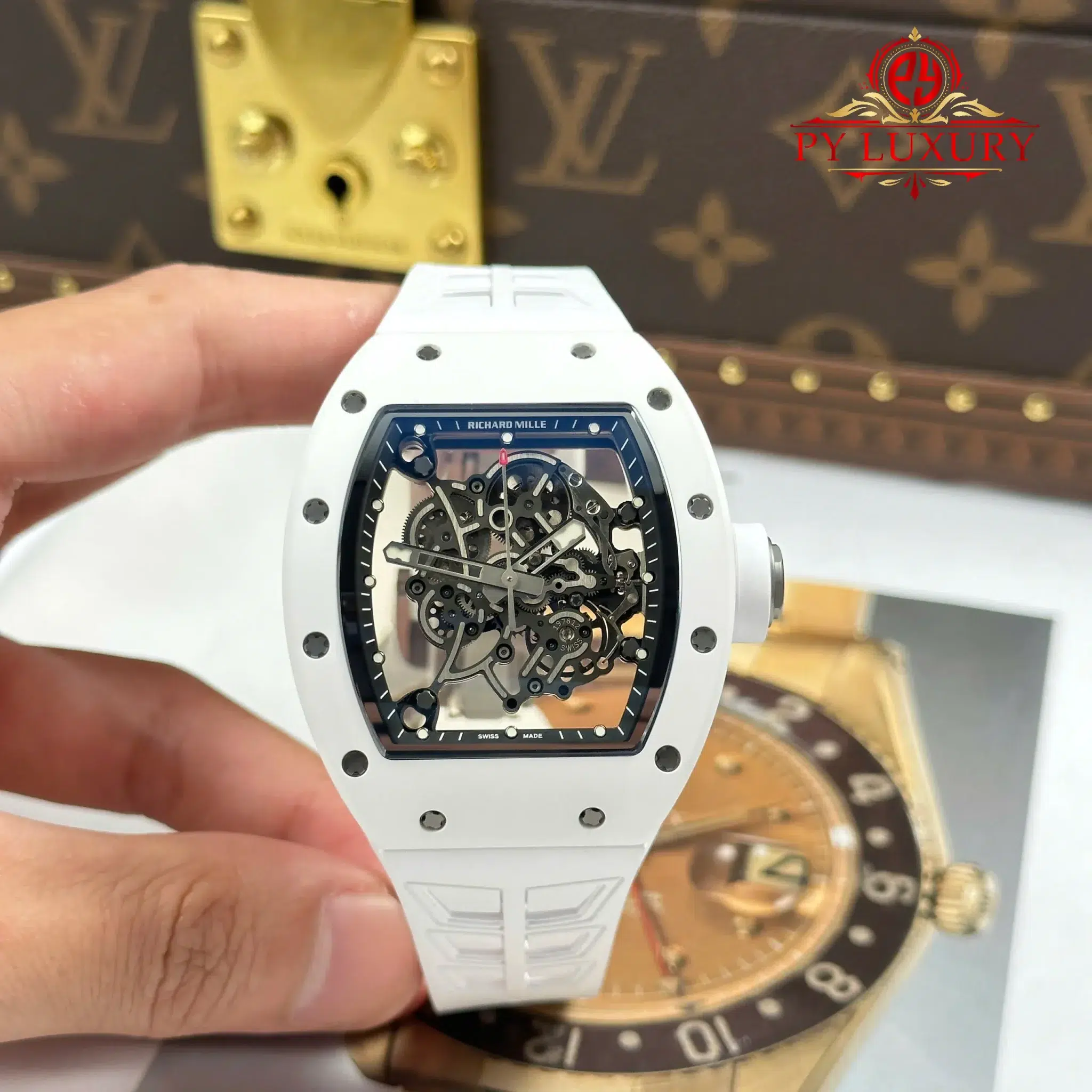 Richard Mille RM055 White Ceramic Bubba Watson 1:1 Super Clone Best Replica ZF 42.7mm