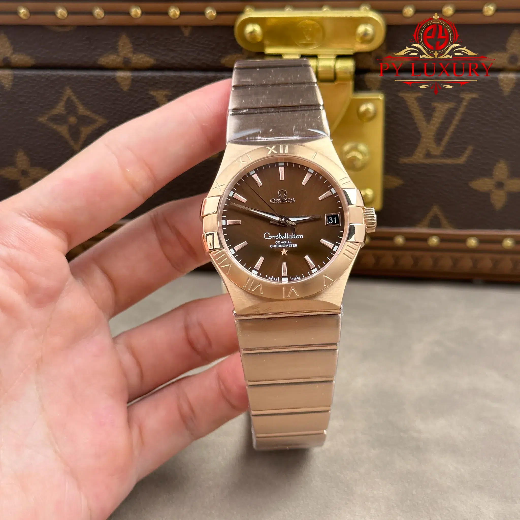 Omega Constellation 123.50.38.21.13.001 Red Gold Brown Dial Best Replica 38mm