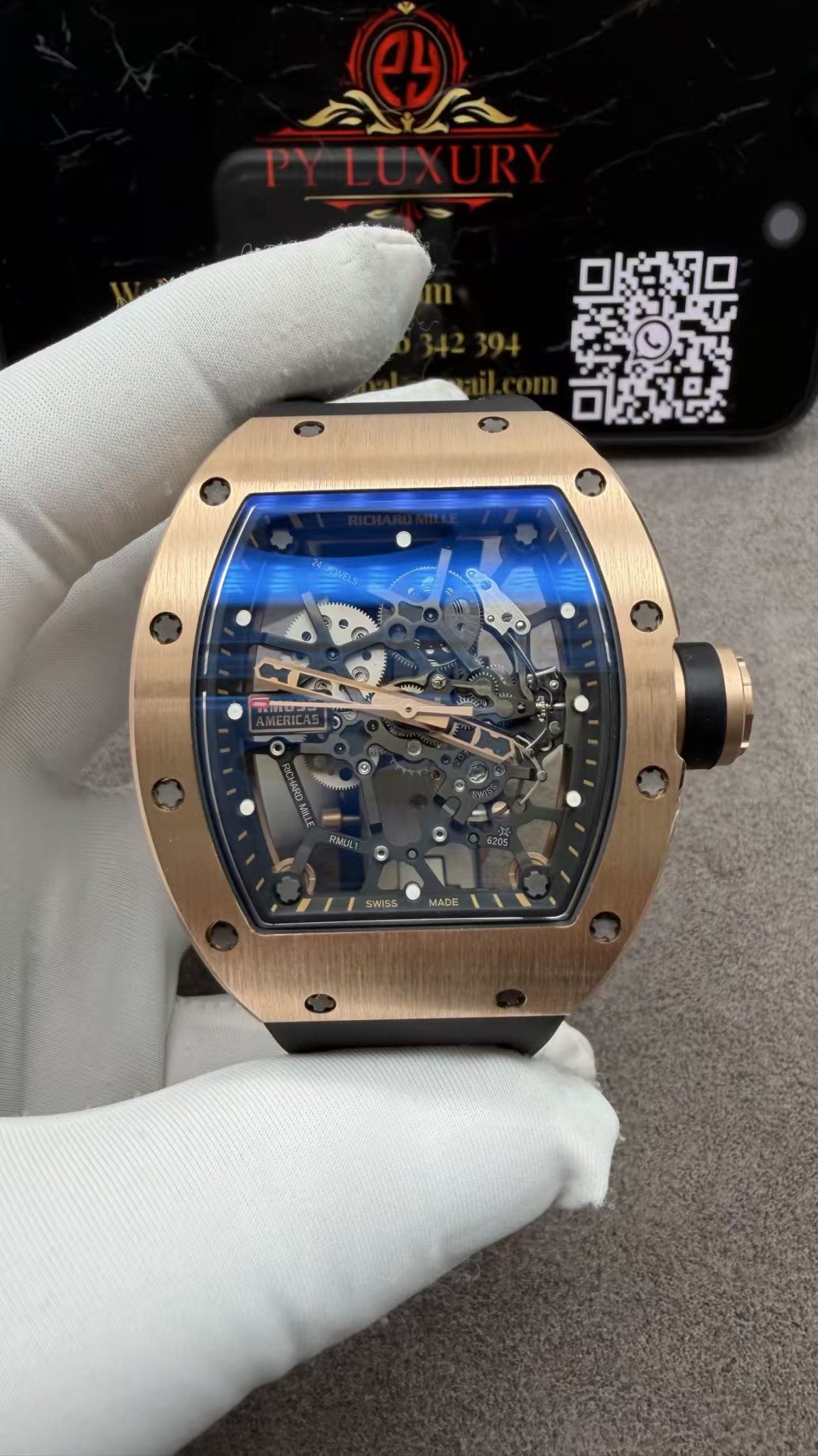 Richard Mille RM035 Gold Toro Custom Made 18K Solid Gold Vaucher Movement Exclusive Quality 39.7mm x 48mm