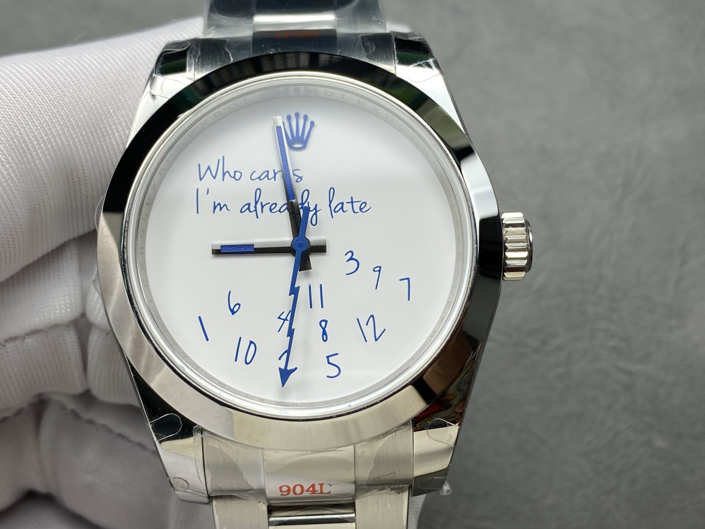 Rolex Datejust Who Cares I’m Already Late Custom Dial Blue Font 1:1 Replica 41mm