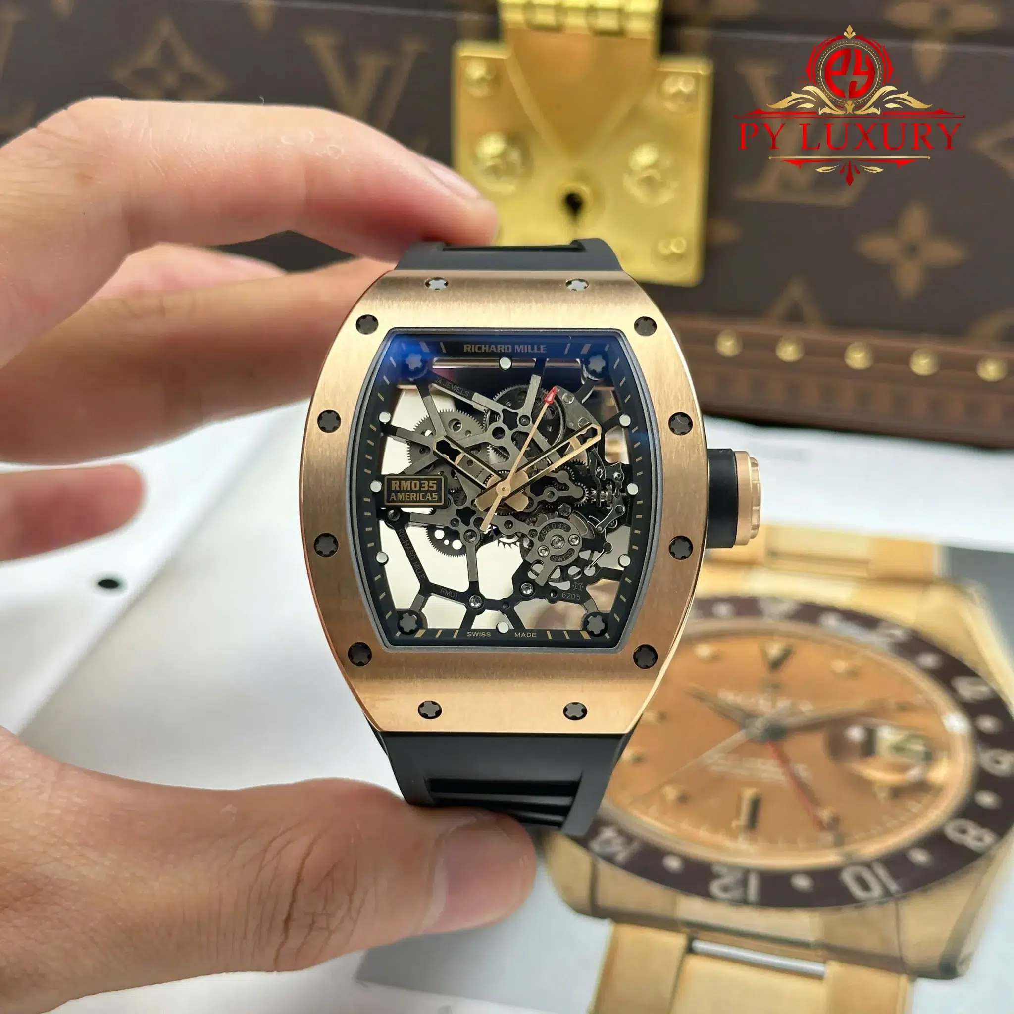 Richard Mille RM035 Americas Rose Gold Toro Skeleton 1:1 Best Replica ZF Factory 39.7mm x 48mm